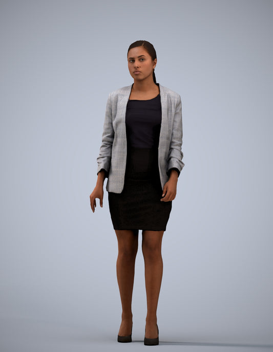 photogrammetry 3D woman business walking, realistic human model archviz FBX