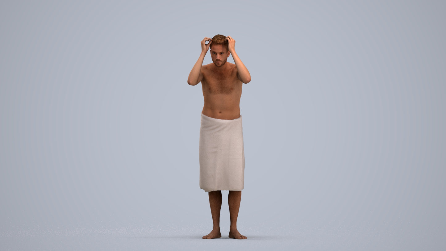 realistic 3D people man bathroom, render-ready for V-Ray and Corona, FBX OBJ, standing pose render