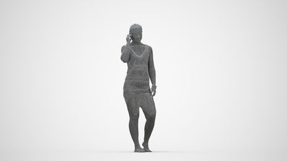 3D people model woman pool, scanned human for 3ds Max rendering, wireframe back view