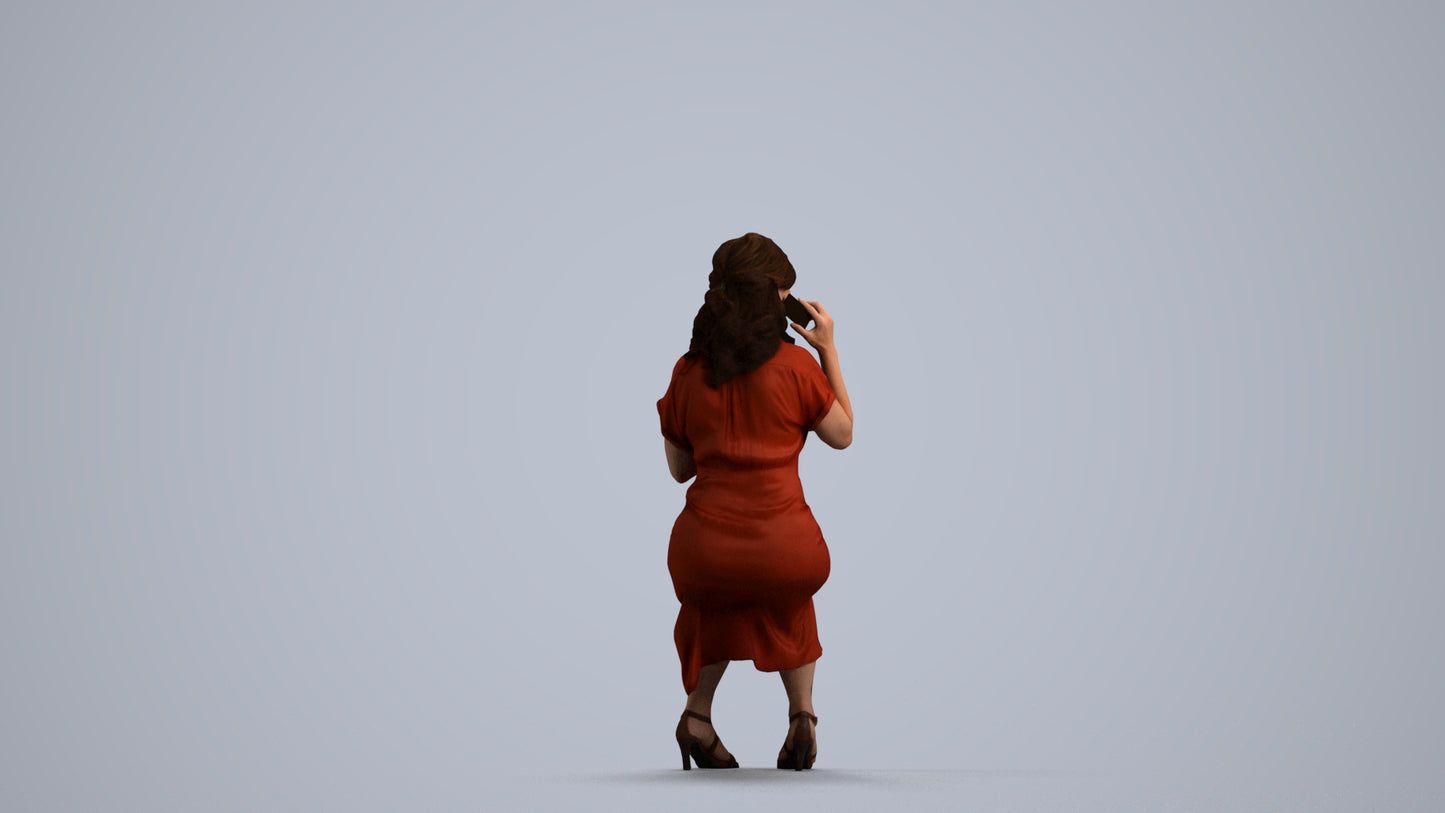 realistic 3D human woman casual sitting, archviz people FBX OBJ for Blender, front view render