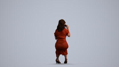 realistic 3D human woman casual sitting, archviz people FBX OBJ for Blender, front view render