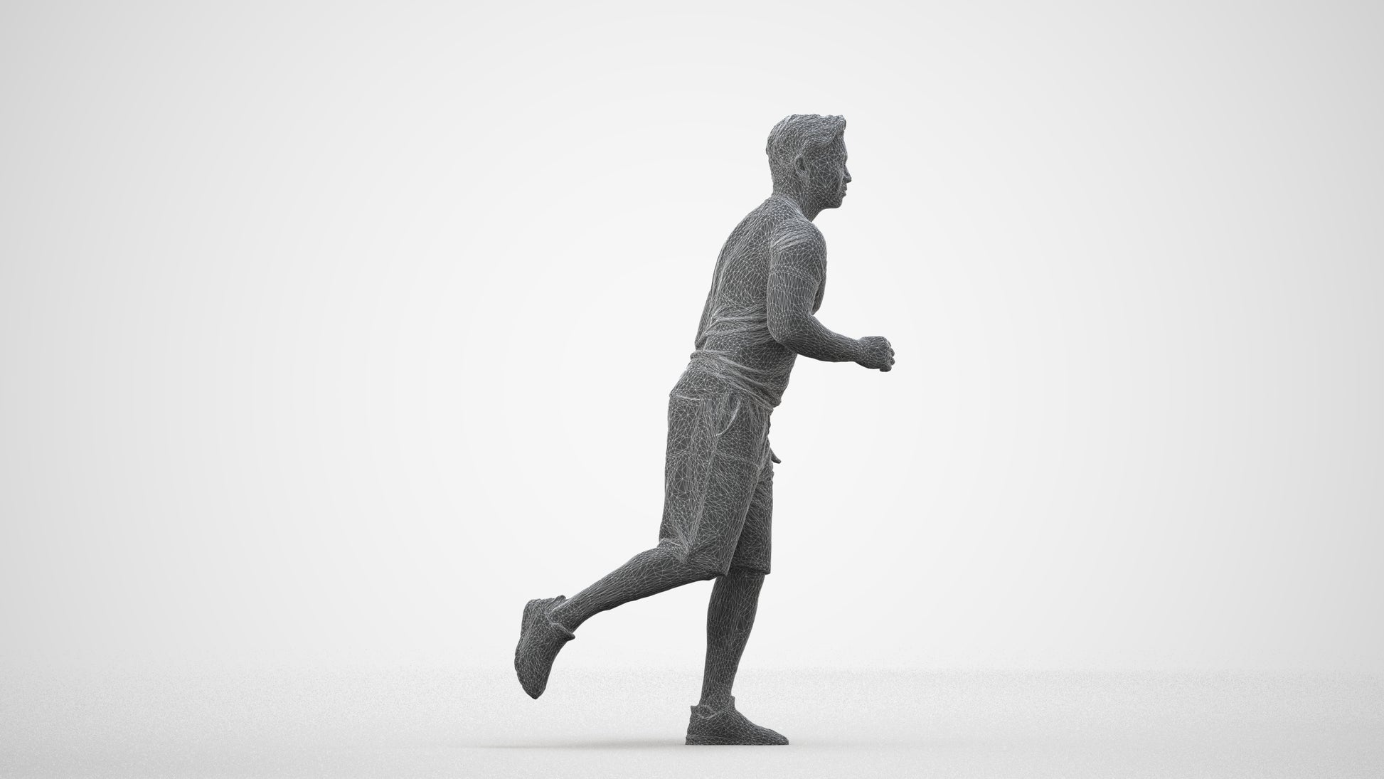 realistic 3D people man sport walking, render-ready for V-Ray and Corona, FBX OBJ, wireframe side view