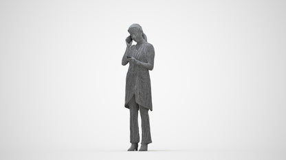 realistic 3D woman hospitality, scanned archviz people for Blender and 3ds Max, wireframe back view