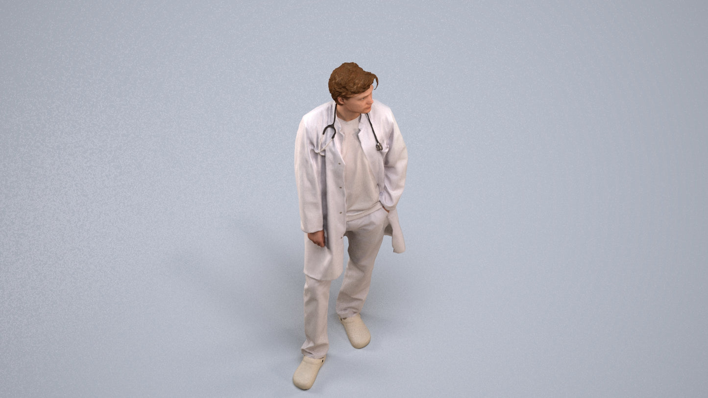 scanned 3D man standing, photogrammetry people for Enscape and V-Ray, back view render