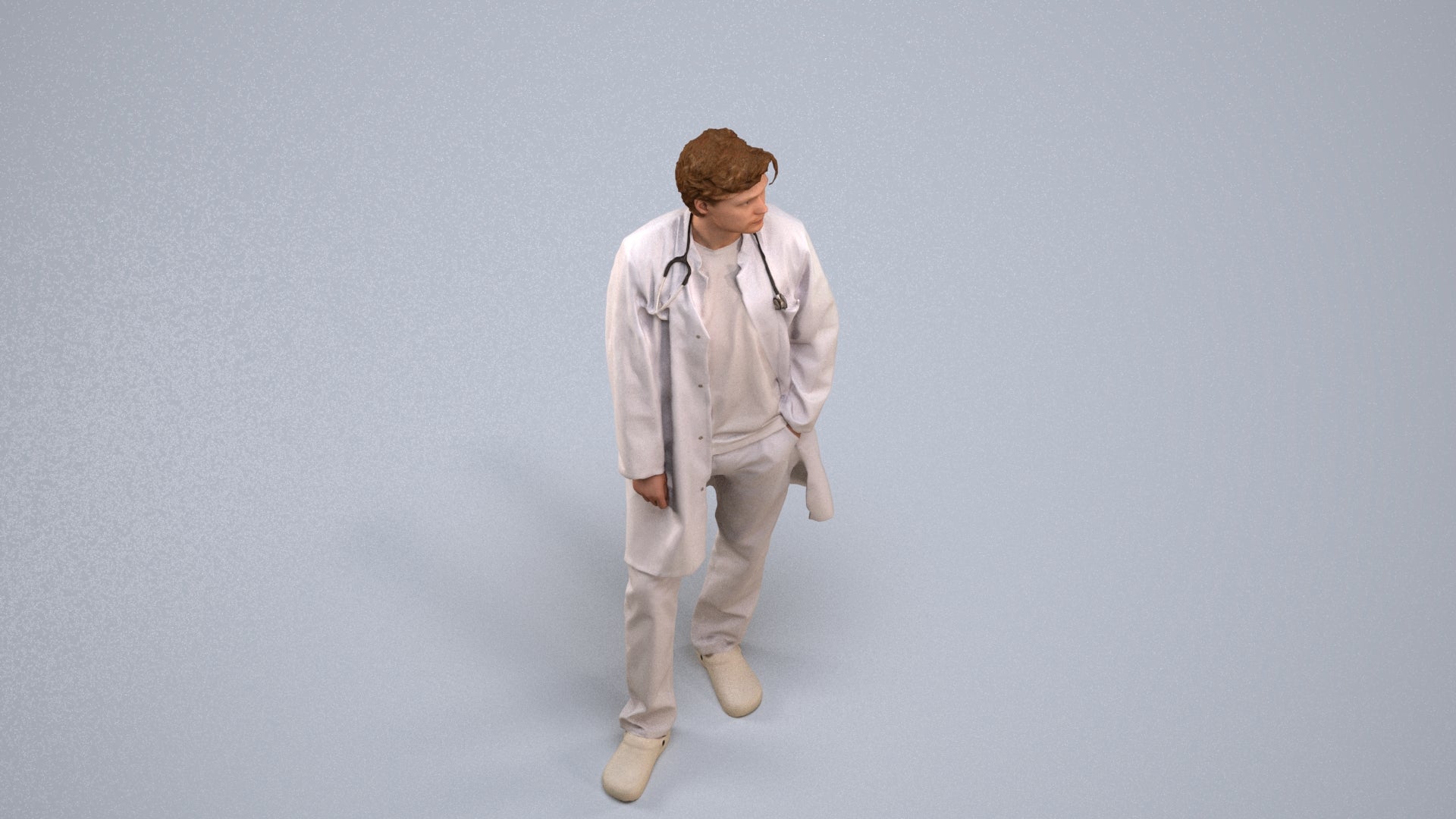 scanned 3D man standing, photogrammetry people for Enscape and V-Ray, back view render