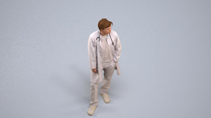scanned 3D man standing, photogrammetry people for Enscape and V-Ray, back view render