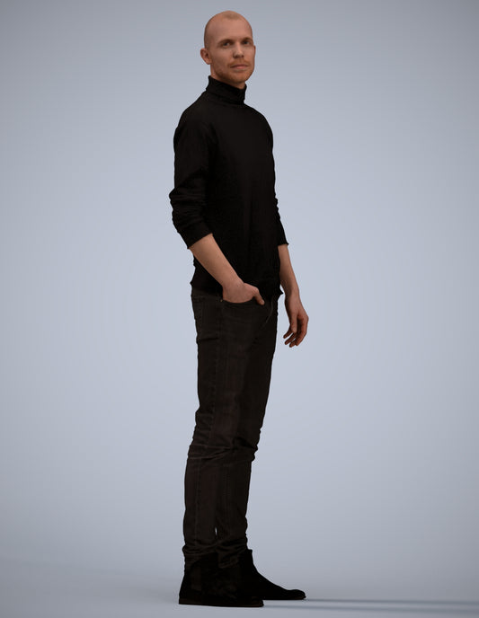 photogrammetry 3D man casual standing, realistic human model archviz FBX
