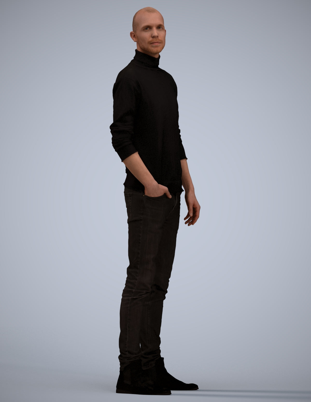 photogrammetry 3D man casual standing, realistic human model archviz FBX