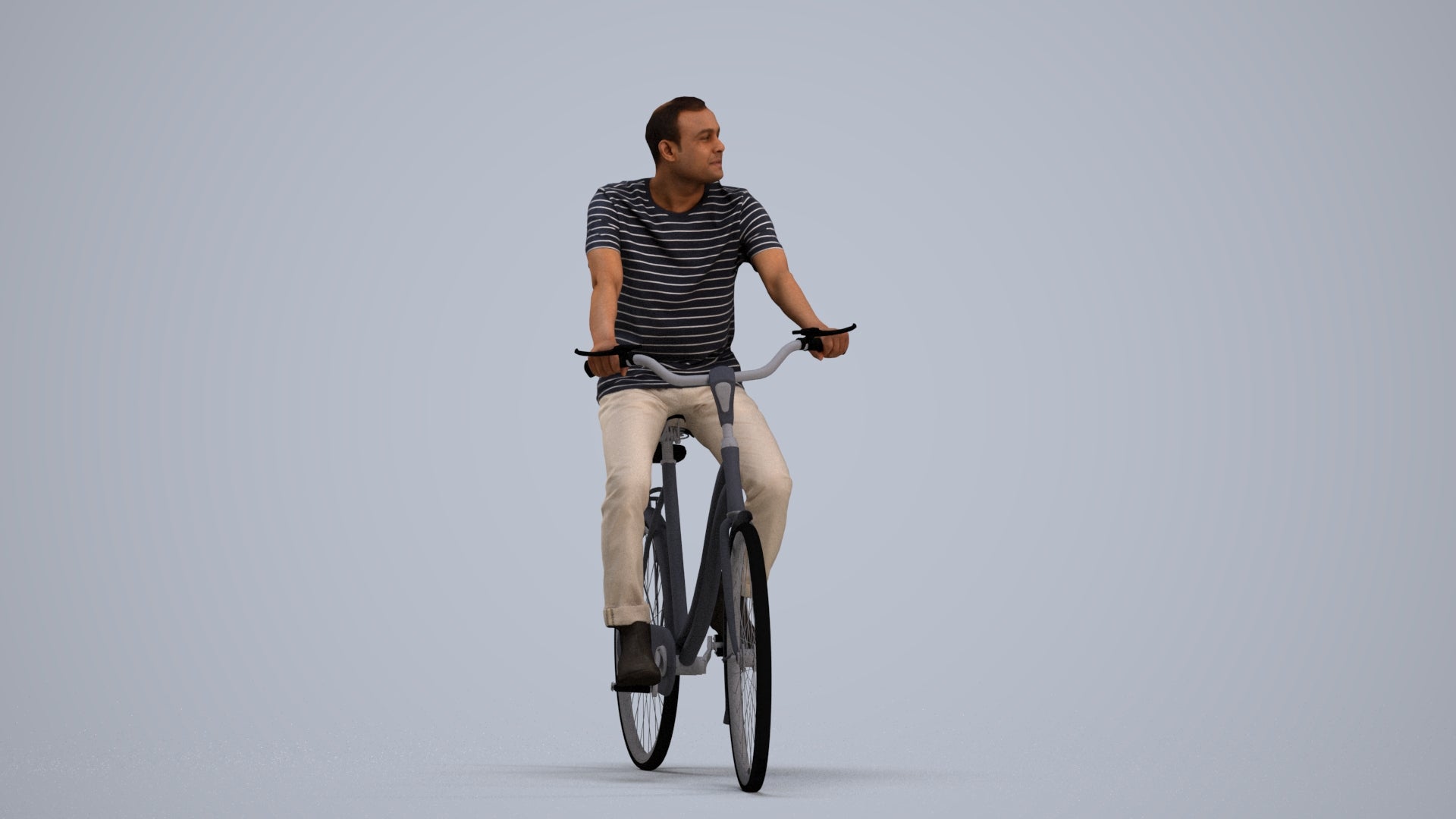 scanned 3D man casual cycling, photogrammetry people for Enscape and V-Ray, standing pose render