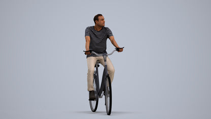 scanned 3D man casual cycling, photogrammetry people for Enscape and V-Ray, standing pose render