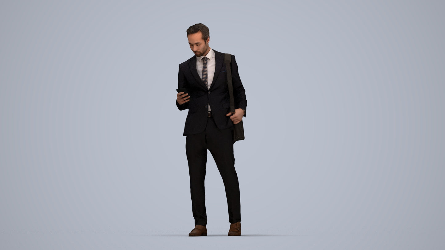 3D scanned man business formal, photorealistic archviz people for Enscape and SketchUp, top-down view render