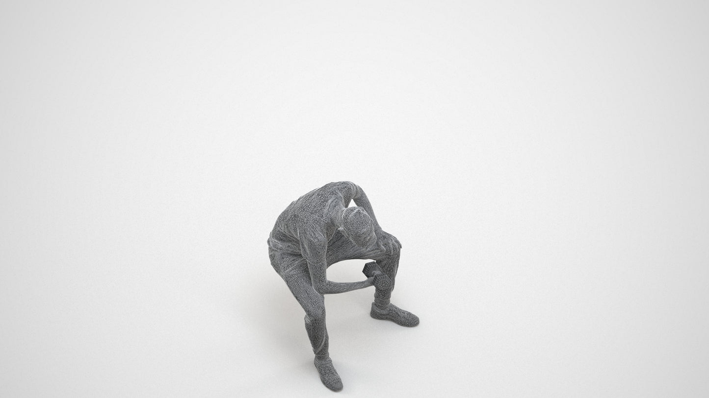 photogrammetry 3D man casual sport, realistic human model archviz FBX, wireframe three-quarter view