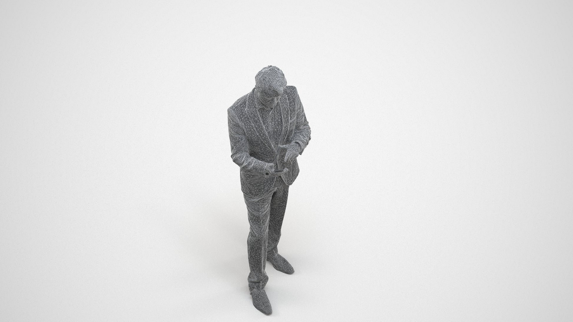 realistic 3D people man business, render-ready for V-Ray and Corona, FBX OBJ, wireframe three-quarter view