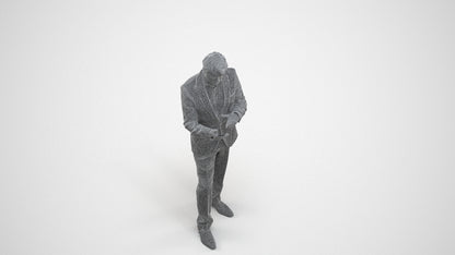 realistic 3D people man business, render-ready for V-Ray and Corona, FBX OBJ, wireframe three-quarter view