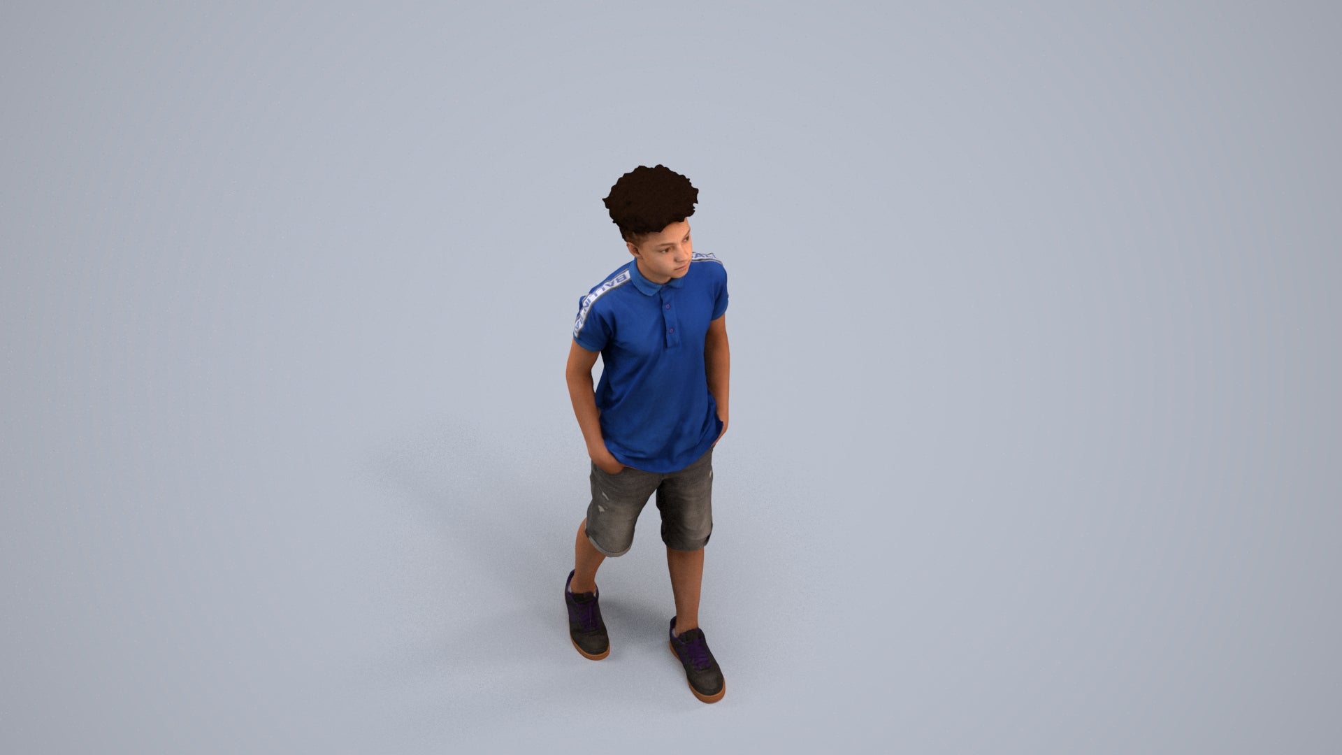 3D scanned boy kids casual, photorealistic archviz people for Enscape and SketchUp, back view render