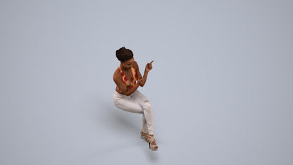 3D scanned woman sitting casual, photorealistic archviz people for Enscape and SketchUp, back view render