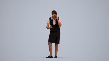 realistic 3D woman hospitality, scanned archviz people for Blender and 3ds Max, standing pose render