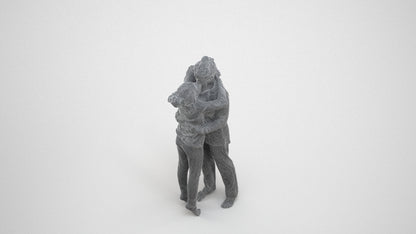 3D human model girl kids, photogrammetry scanned person for archviz, wireframe three-quarter view