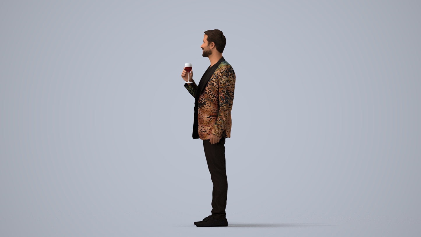 scanned 3D man formal formalaffairs, photogrammetry people for Enscape and V-Ray, three-quarter view render