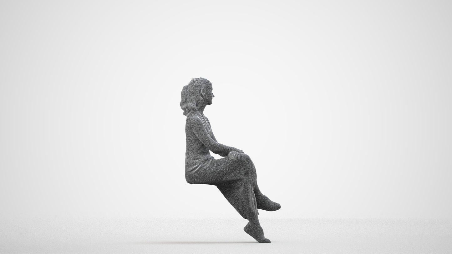 realistic 3D people girl casual kids, render-ready for V-Ray and Corona, FBX OBJ, wireframe side view