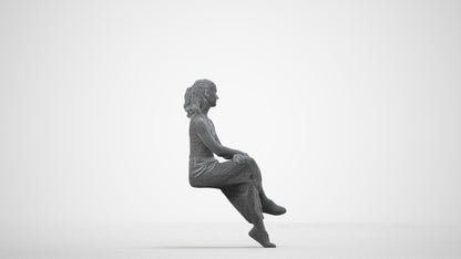 realistic 3D people girl casual kids, render-ready for V-Ray and Corona, FBX OBJ, wireframe side view