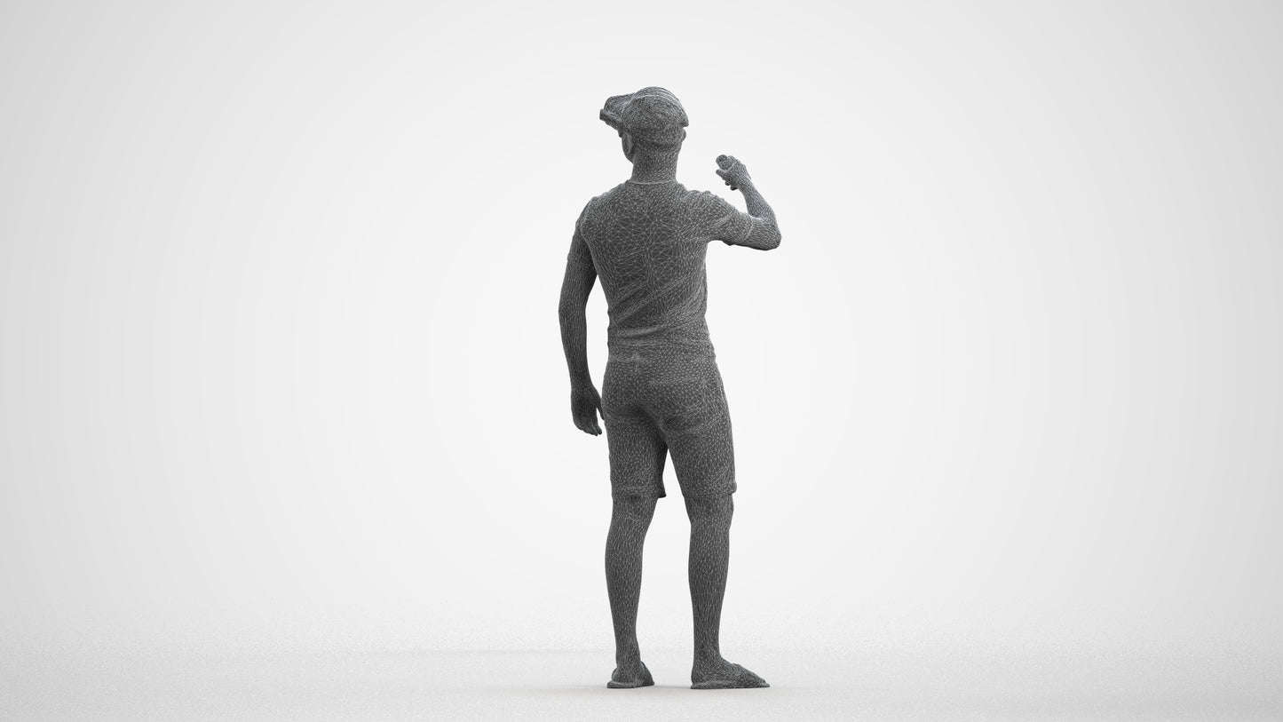 photogrammetry 3D boy casual kids, realistic human model archviz FBX, wireframe front view
