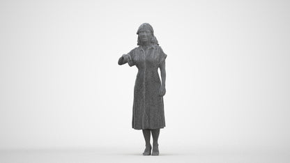 realistic 3D woman casual standing, scanned archviz people for Blender and 3ds Max, three-quarter front view render