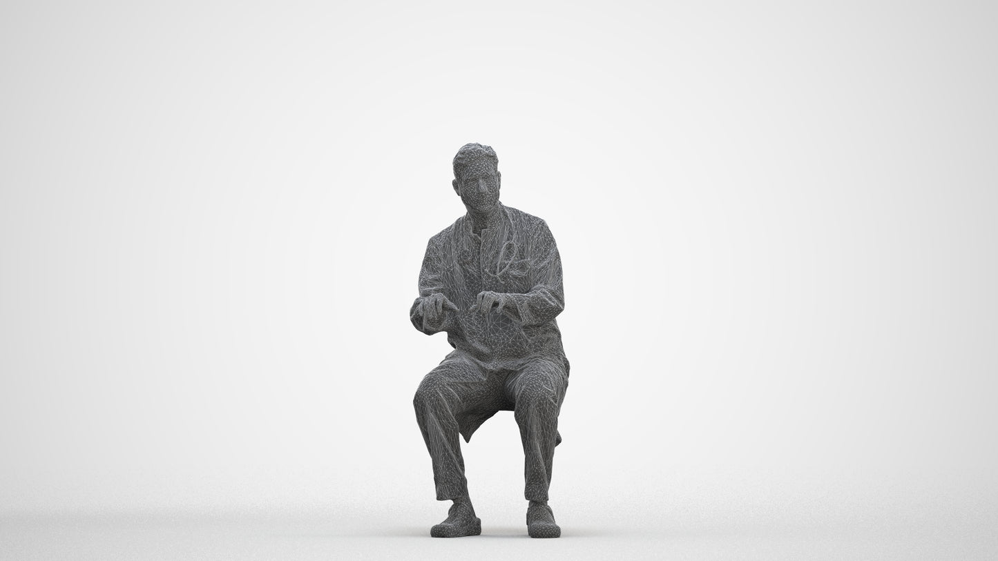 photogrammetry 3D man medical, realistic human model archviz FBX, three-quarter front view render
