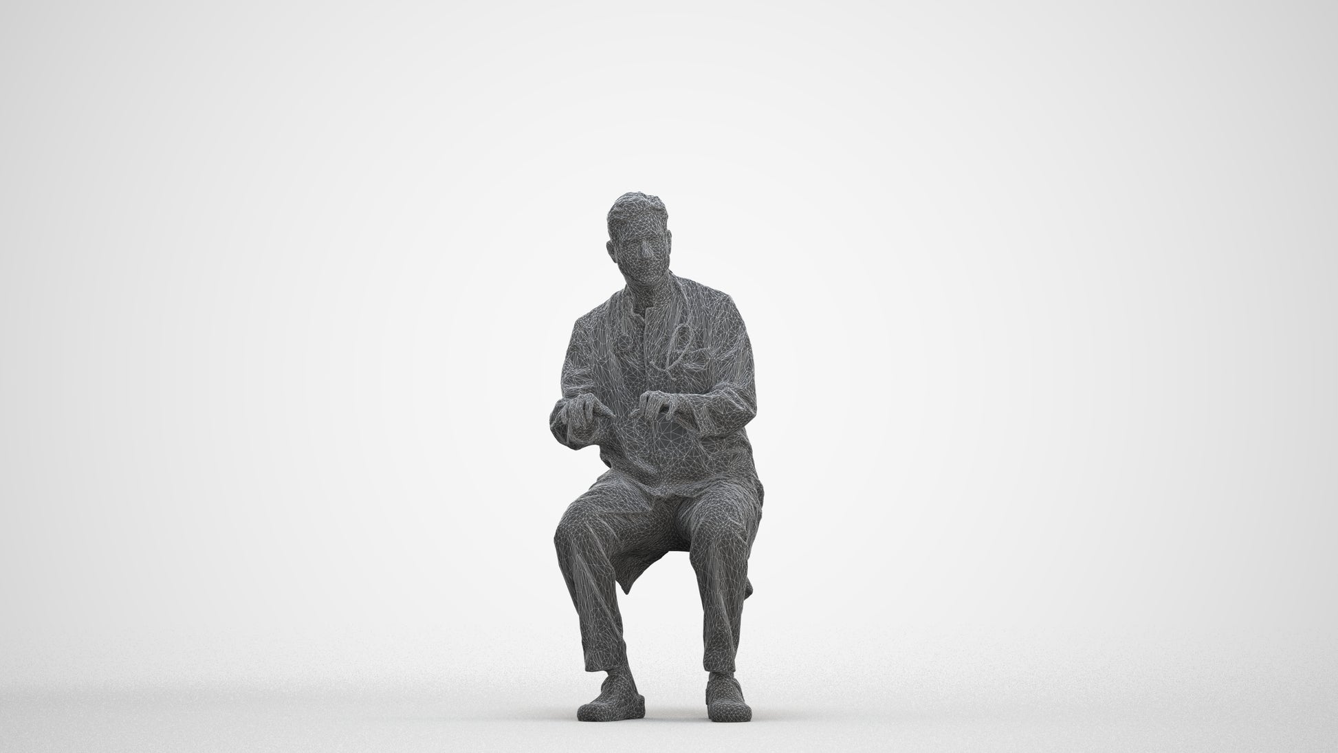 photogrammetry 3D man medical, realistic human model archviz FBX, three-quarter front view render