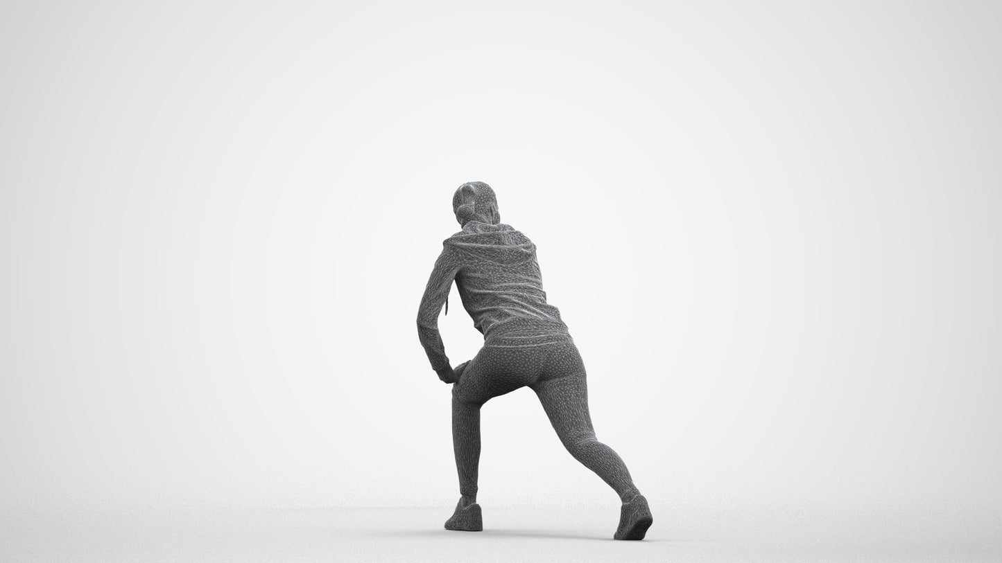 scanned 3D woman sport, photogrammetry people for Enscape and V-Ray, wireframe front view