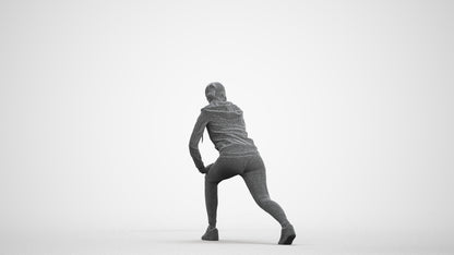 scanned 3D woman sport, photogrammetry people for Enscape and V-Ray, wireframe front view