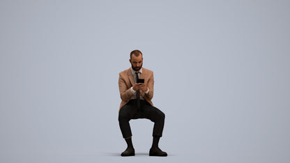 3D human model man business, photogrammetry scanned person for archviz, standing pose render
