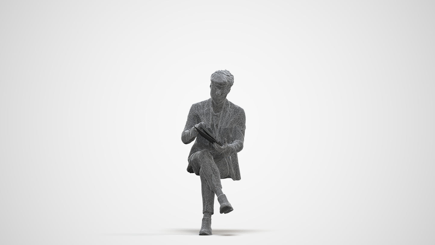 scanned 3D man business, photogrammetry people for Enscape and V-Ray, three-quarter front view render