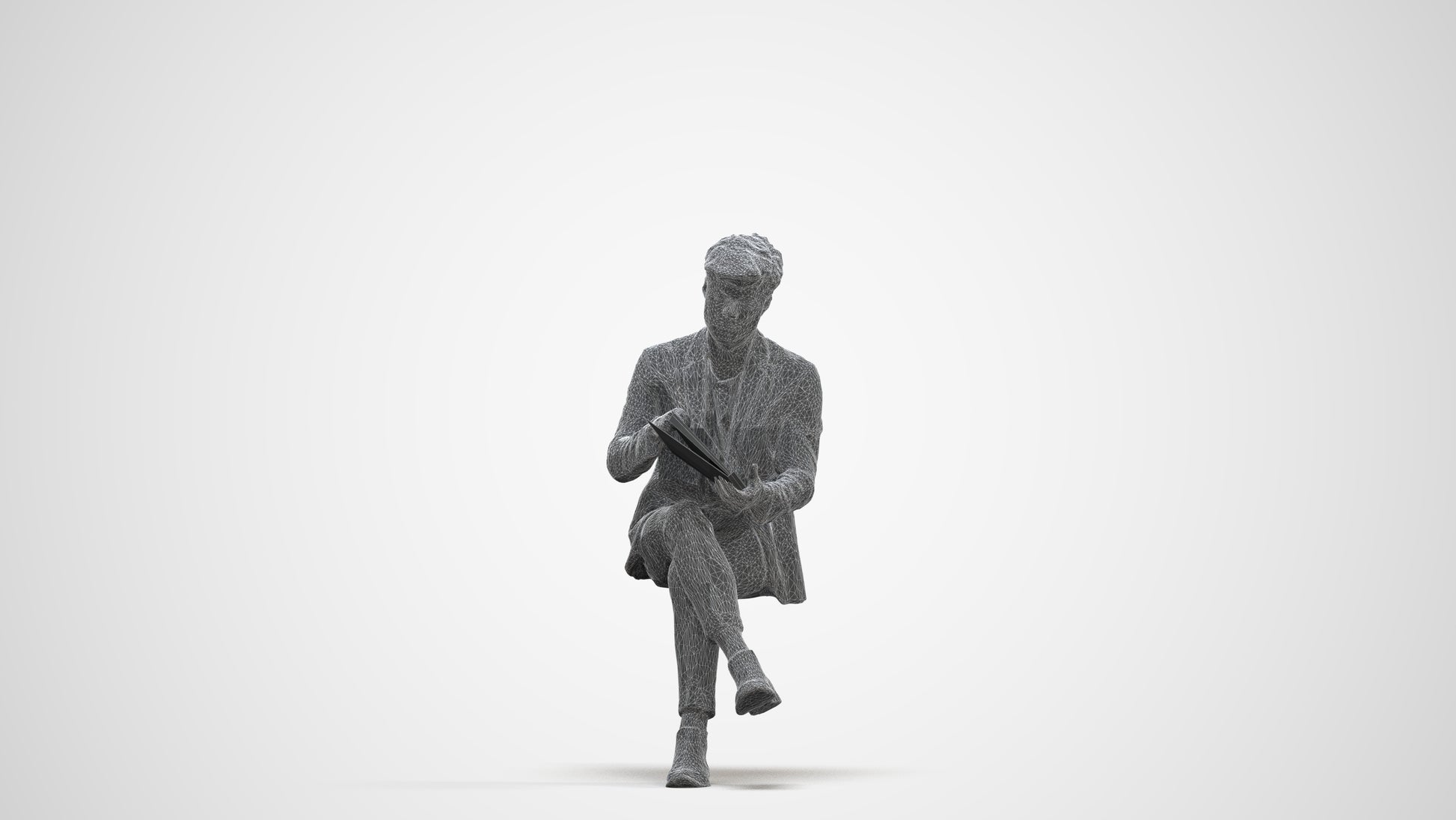 scanned 3D man business, photogrammetry people for Enscape and V-Ray, three-quarter front view render