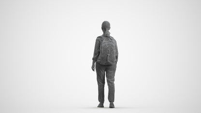 scanned 3D girl kids, photogrammetry people for Enscape and V-Ray, wireframe front view