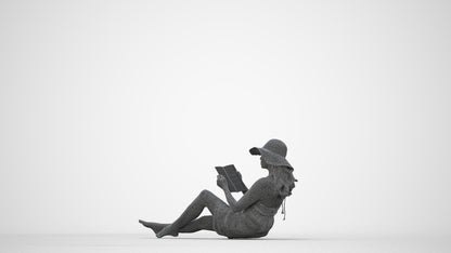 3D scanned woman pool, photorealistic archviz people for Enscape and SketchUp, wireframe back view