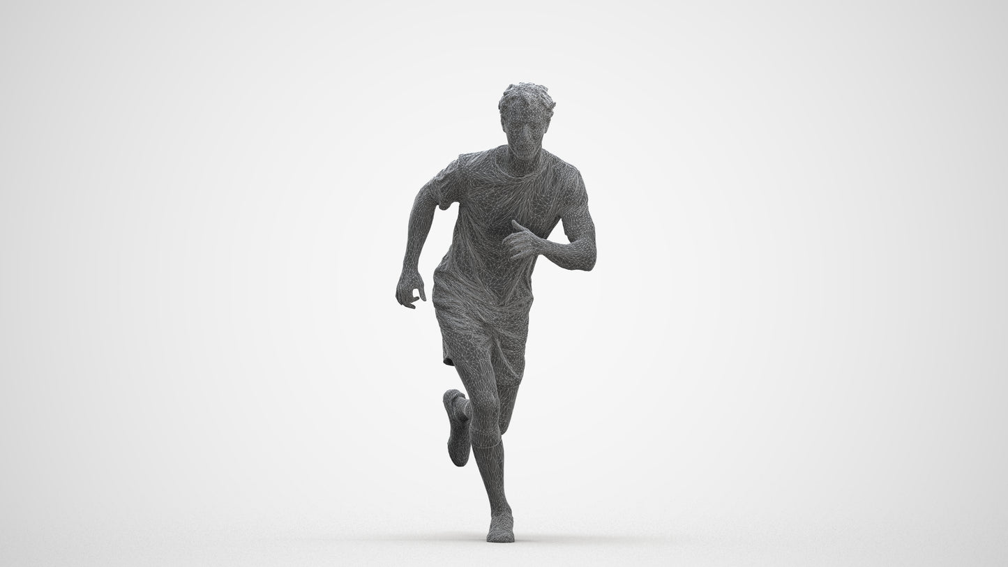 3D people model man sport, scanned human for 3ds Max rendering, three-quarter front view render