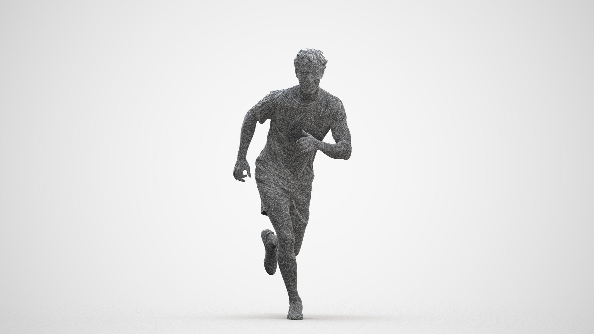 3D people model man sport, scanned human for 3ds Max rendering, three-quarter front view render