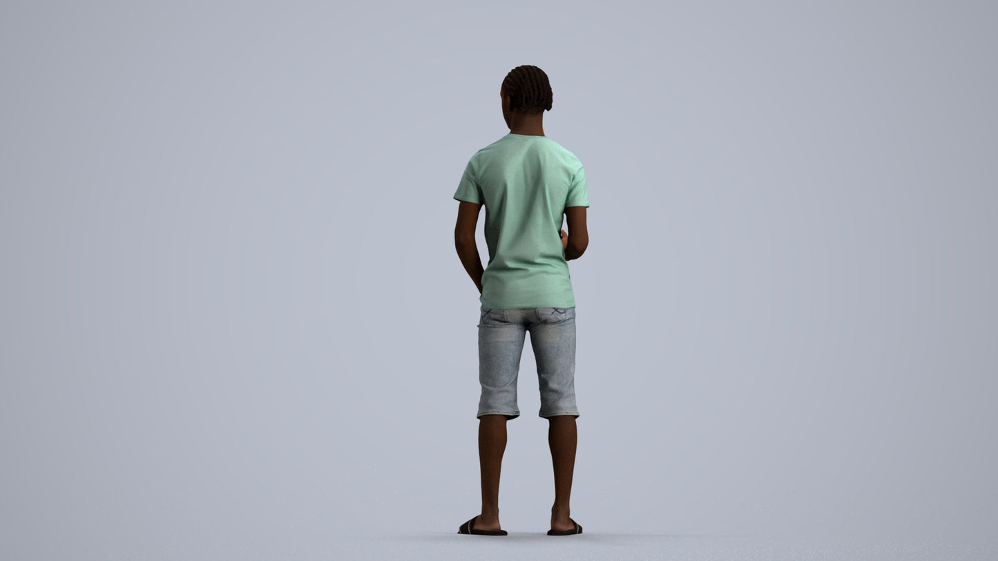 photogrammetry 3D boy casual kids, realistic human model archviz FBX, front view render