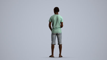 photogrammetry 3D boy casual kids, realistic human model archviz FBX, front view render