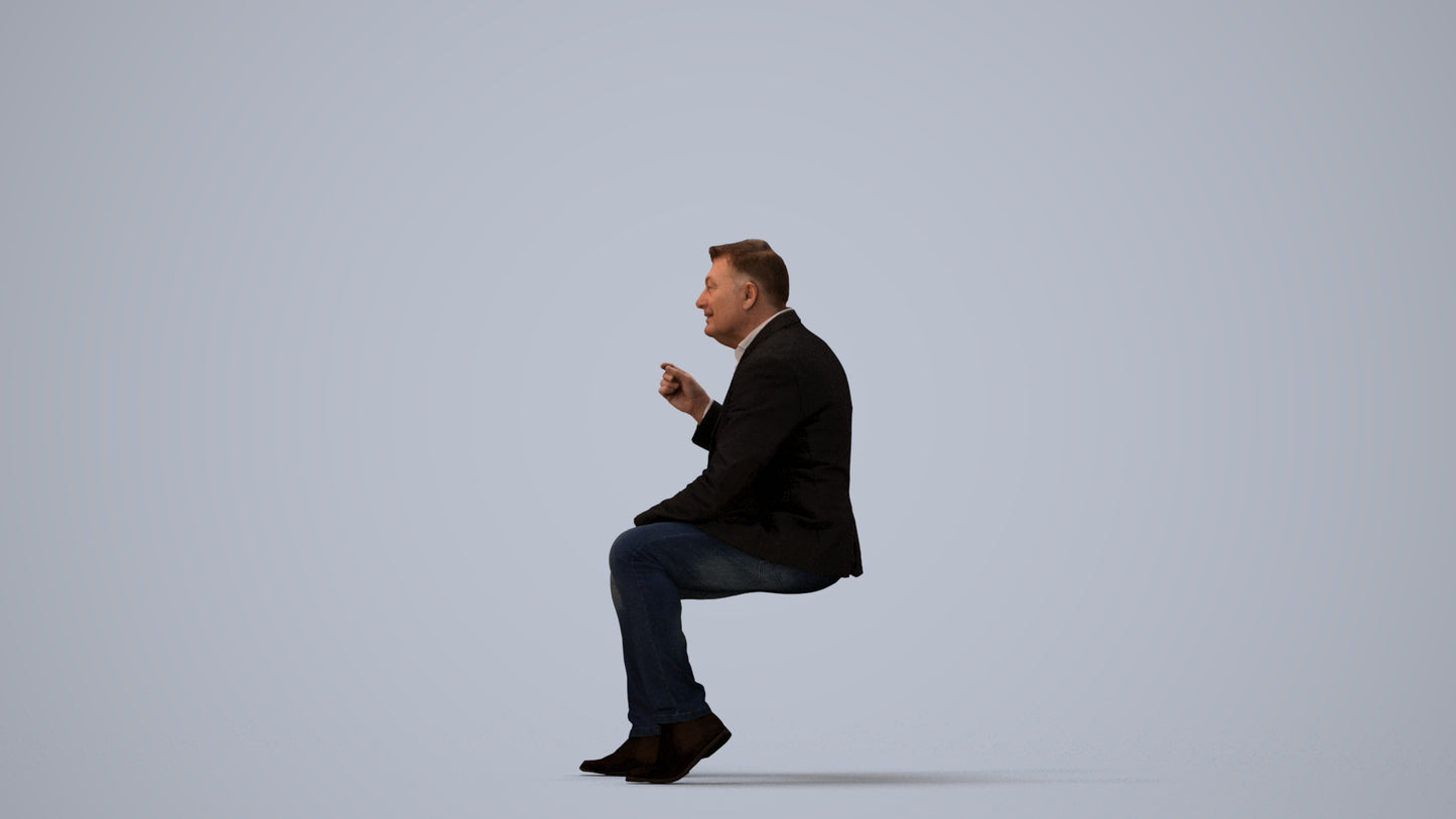 3D scanned man business, photorealistic archviz people for Enscape and SketchUp, three-quarter view render