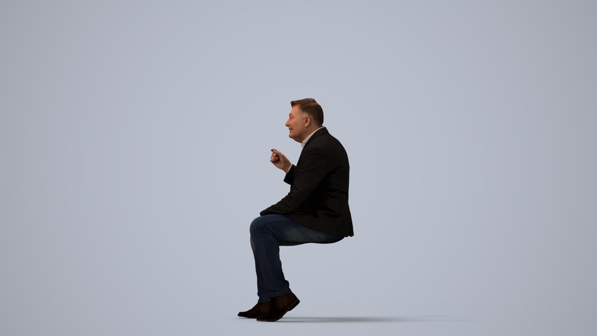 3D scanned man business, photorealistic archviz people for Enscape and SketchUp, three-quarter view render