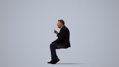 3D scanned man business, photorealistic archviz people for Enscape and SketchUp, three-quarter view render