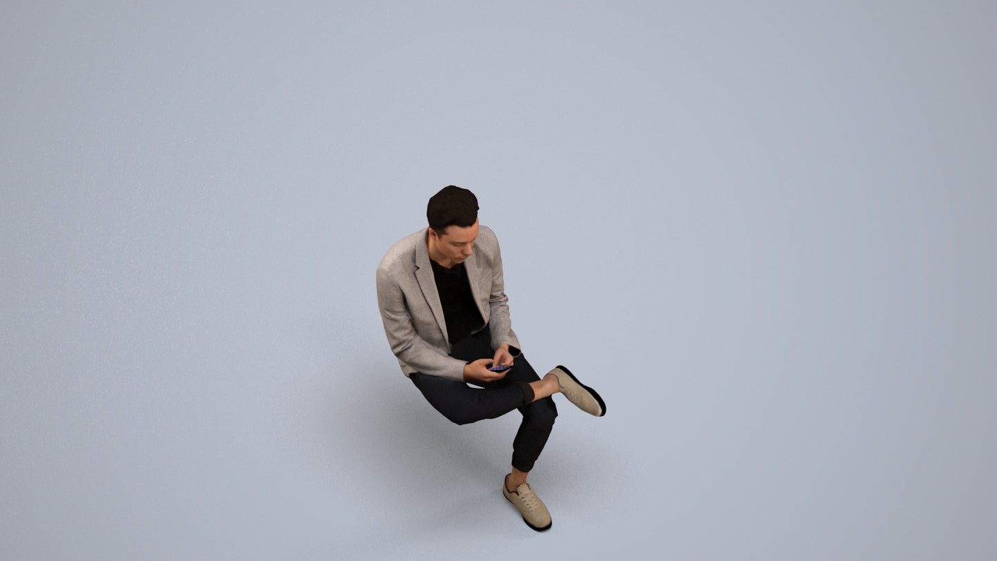 3D scanned man business, photorealistic archviz people for Enscape and SketchUp, back view render