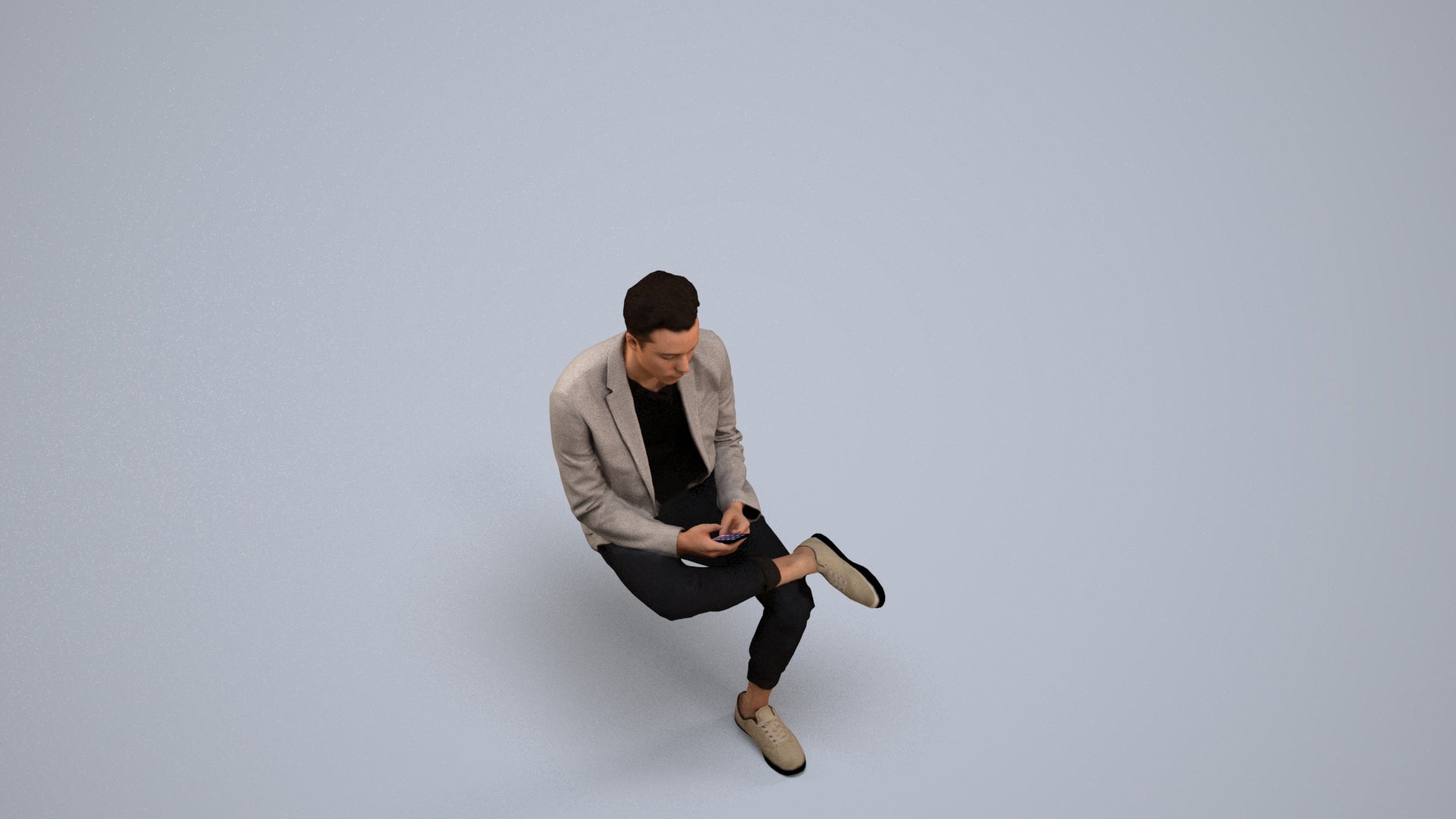 3D scanned man business, photorealistic archviz people for Enscape and SketchUp, back view render