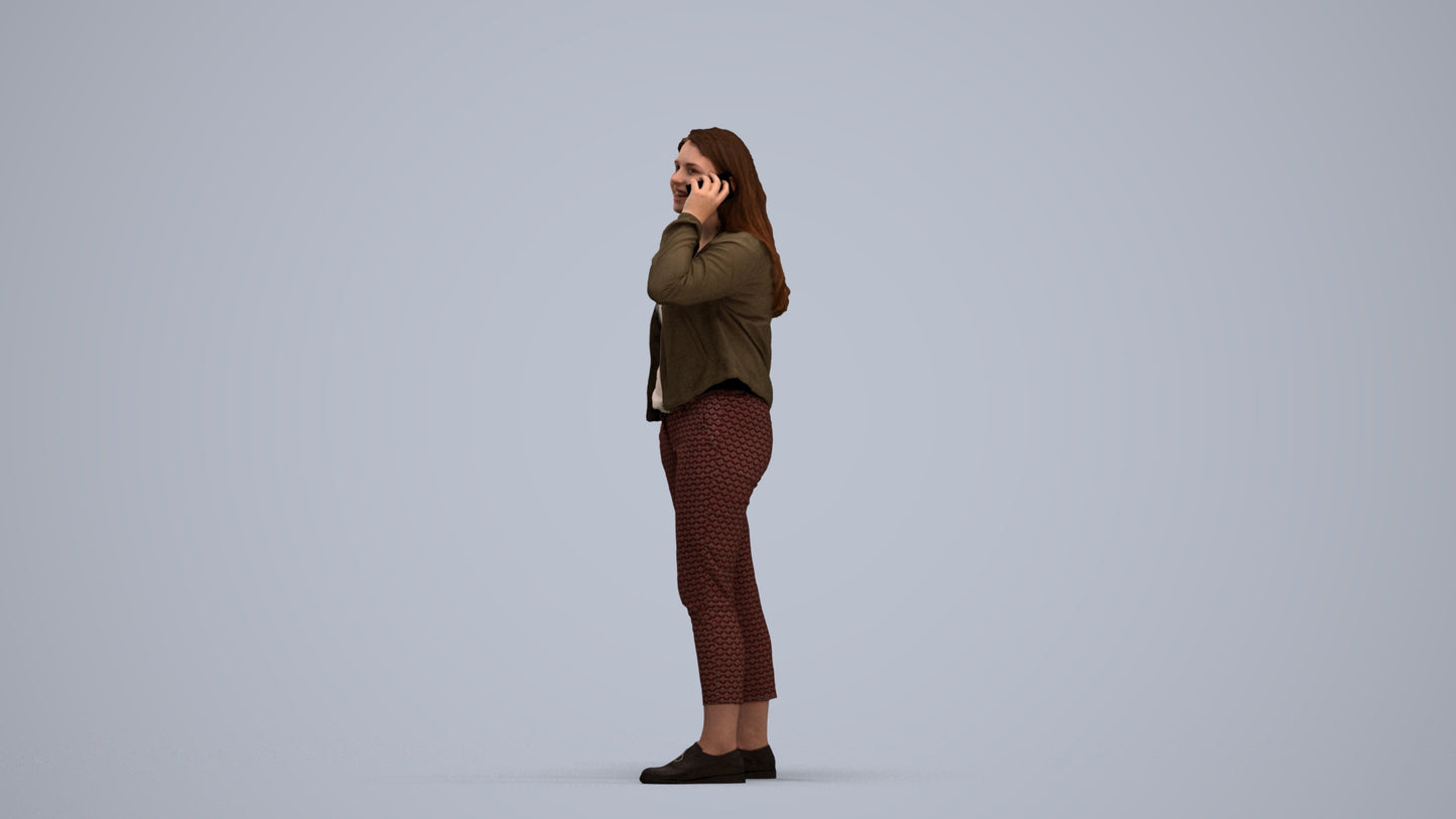 scanned 3D woman casual standing, photogrammetry people for Enscape and V-Ray, standing pose render