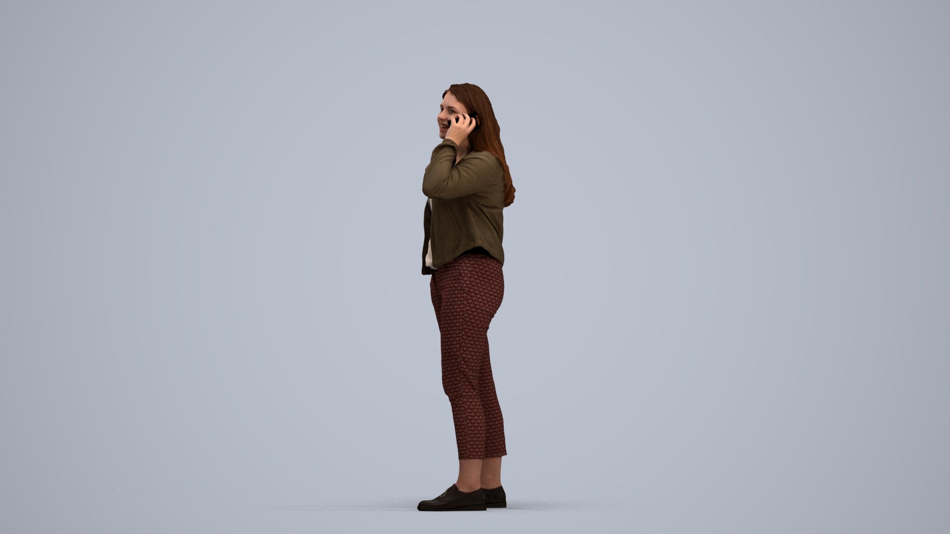 scanned 3D woman casual standing, photogrammetry people for Enscape and V-Ray, standing pose render