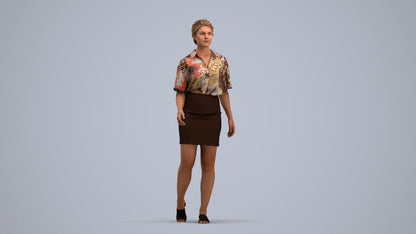 photogrammetry 3D woman casual walking, realistic human model archviz FBX, standing pose render