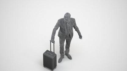 realistic 3D senior man business, scanned archviz people for Blender and 3ds Max, wireframe three-quarter view