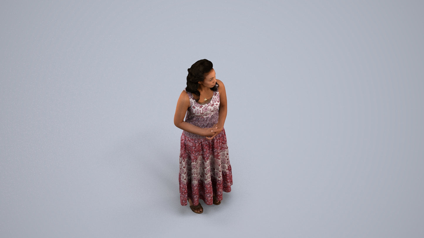 3D people model woman casual standing, scanned human for 3ds Max rendering, back view render